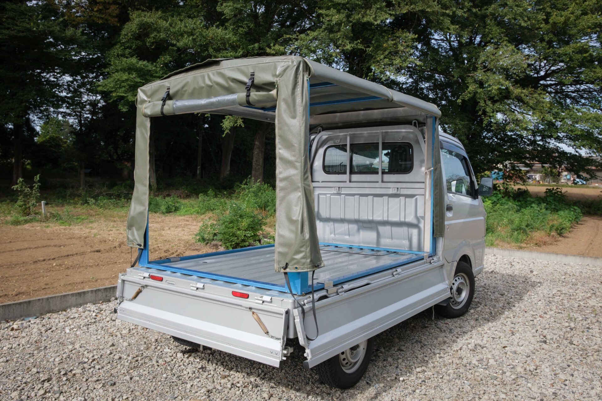 RV-2軽トラック荷台用 フレーム＆三開放幌 国産セット｜軽トラ幌の専門 